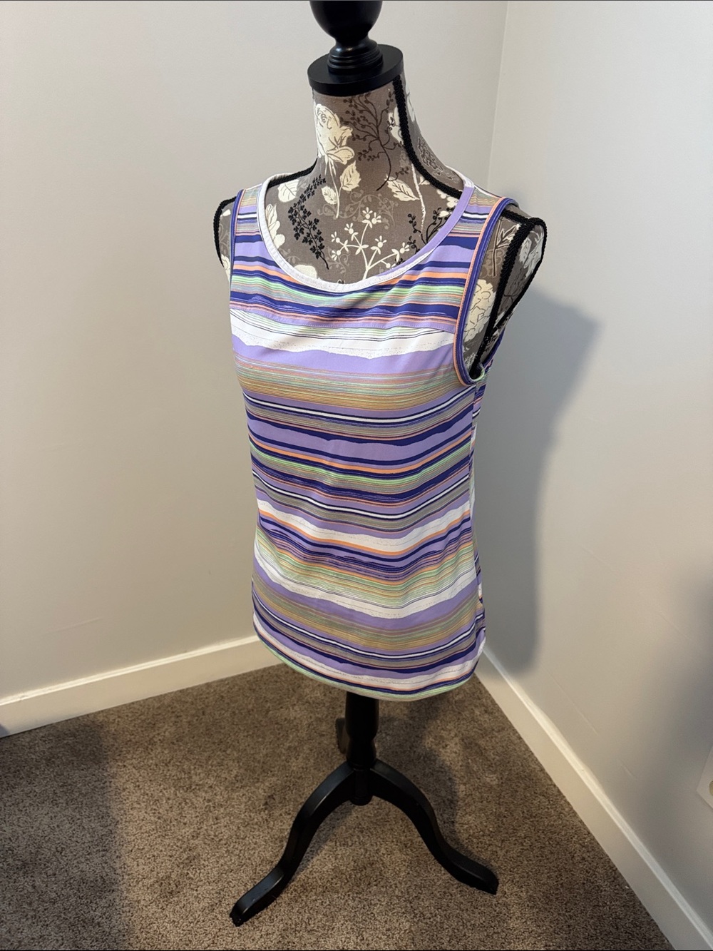 Columbia Purple Striped Tank Top with Multi-Color Bands